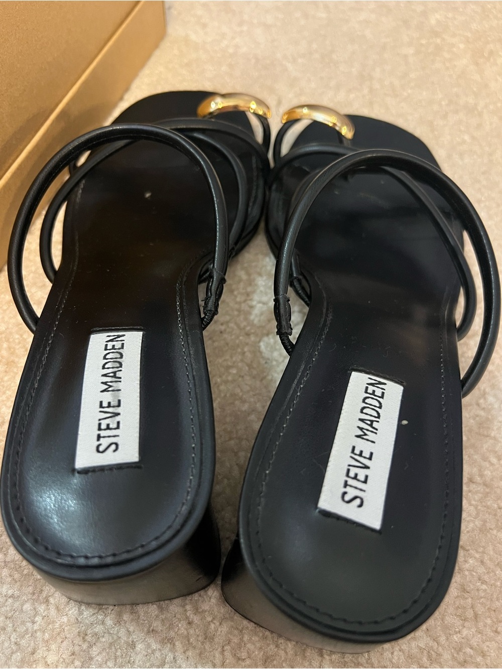 Steve Madden Black Block Sandal Heels - Picture 5 of 6